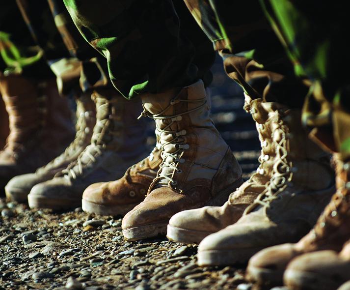 women's army boots lined up