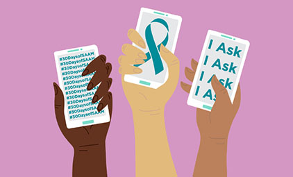 hands holding cell phones