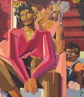 painting of Black women on a porch together
