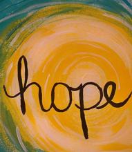 watercolor with text that says hope