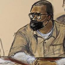 A sketch of R. Kelly during his sentencing hearing Wednesday in New York.
